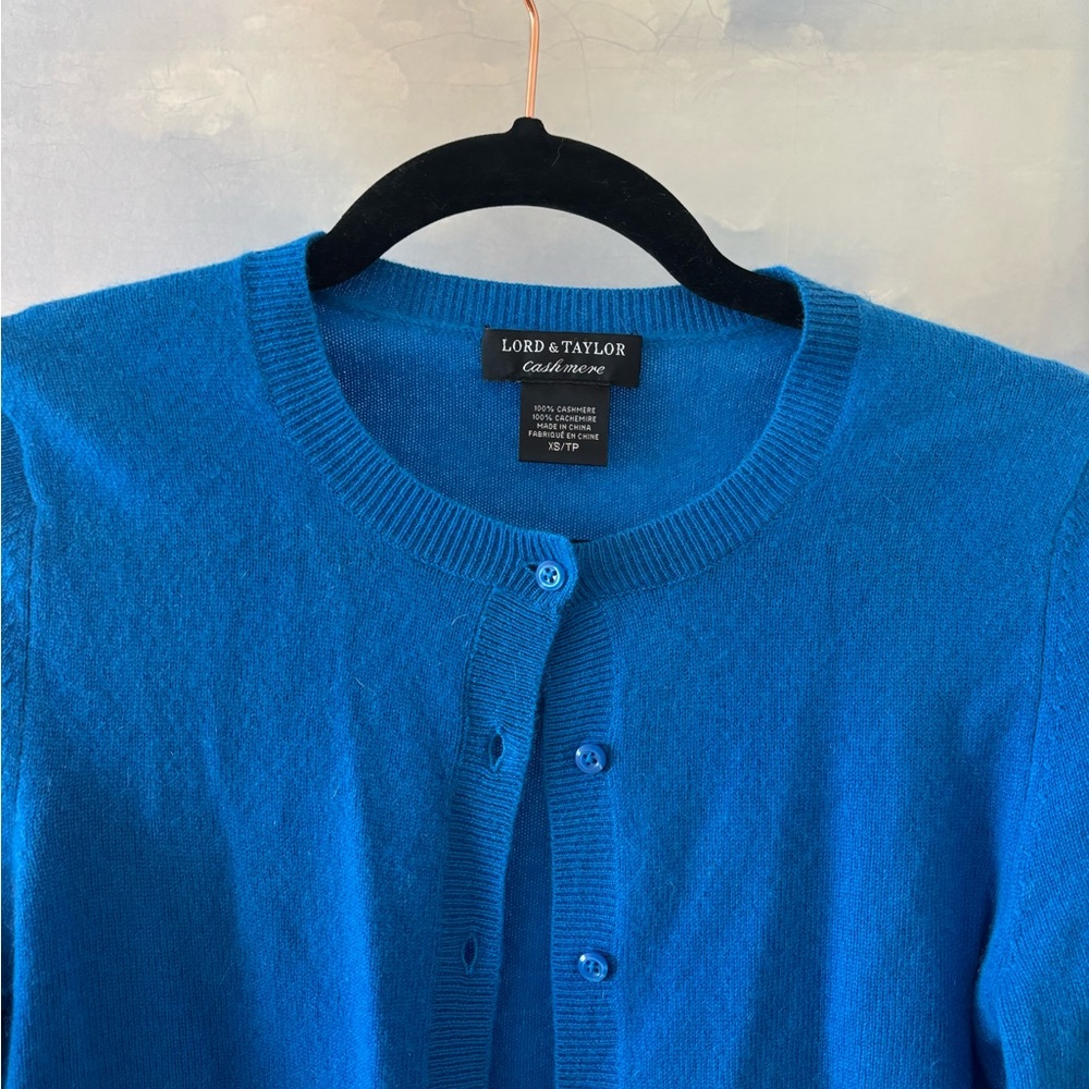 Lord and Taylor cashmere cardigan - cobalt blue
